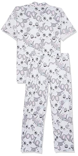 Andora Puppies Allover Pajama Set - White, Rose & Grey - 5XL Regular