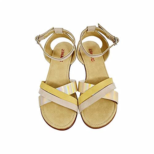 Summer Slingback Buckle Closure Flat Sandals for Girls