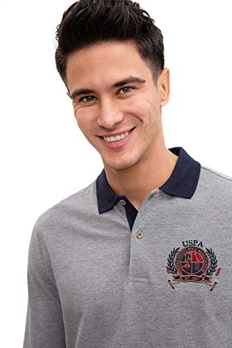 US. Polo Assn. Men's Cotton Polo Shirt with Chest Embroidery and Contrast Neck