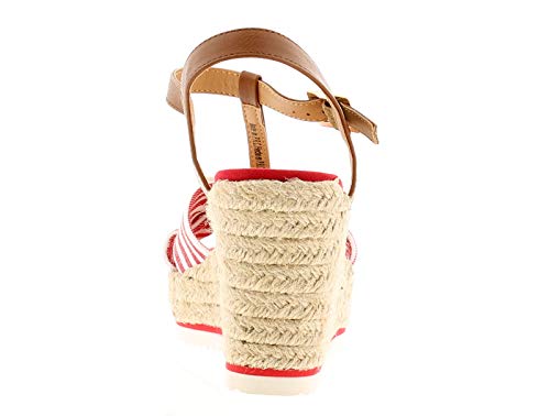 Sprox Striped Criss Cross Strap Buckle Wedges for Women