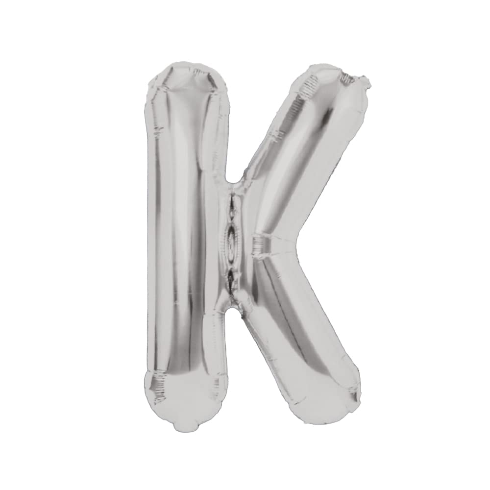 Large Silver Foil Balloon with Letter K Design for Parties and Birthdays - 32 Inch