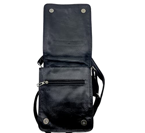 Squadra-SQBG09 - Genuine Leather Small Cross Bag for Unisex - Black