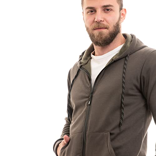 Andora Men's Cotton Plain Inner Fleece Zip-Through Hoodie - Jacket