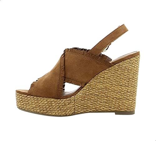 Sprox Criss-Cross Strap Side Buckle Wedges for Women