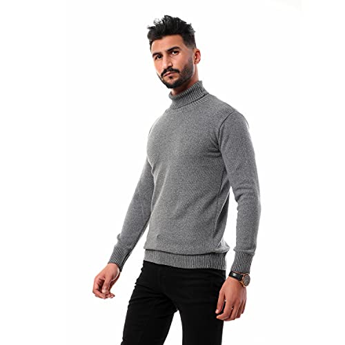 Andora Men's Knitted Ribbed High Neck Pullover Sweater