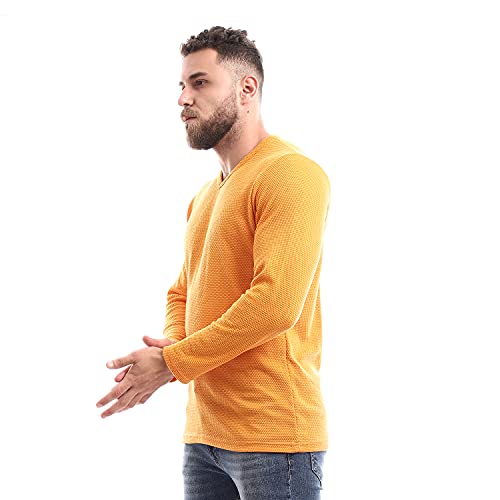 Off Cliff Men's Plain V-neck Long Sleeves Casual T-shirt