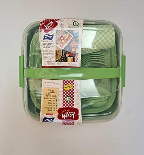 Titiz Traveling Tableware Set, 32 Pieces - Green, Made in Turkey