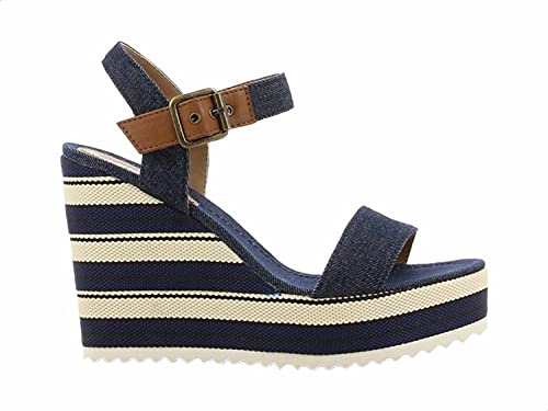 Sprox Striped Sole Side Buckle Wedges for Women