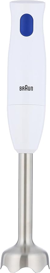 Braun MQ10.202M MultiQuick 1 Hand Blender - Extra Light Purée Stick with Stainless Steel Mixing Base and EasyTwist System, Includes Chopper, Whisk and 600 ml Mixing and Measuring Cup, 450 Watt, White