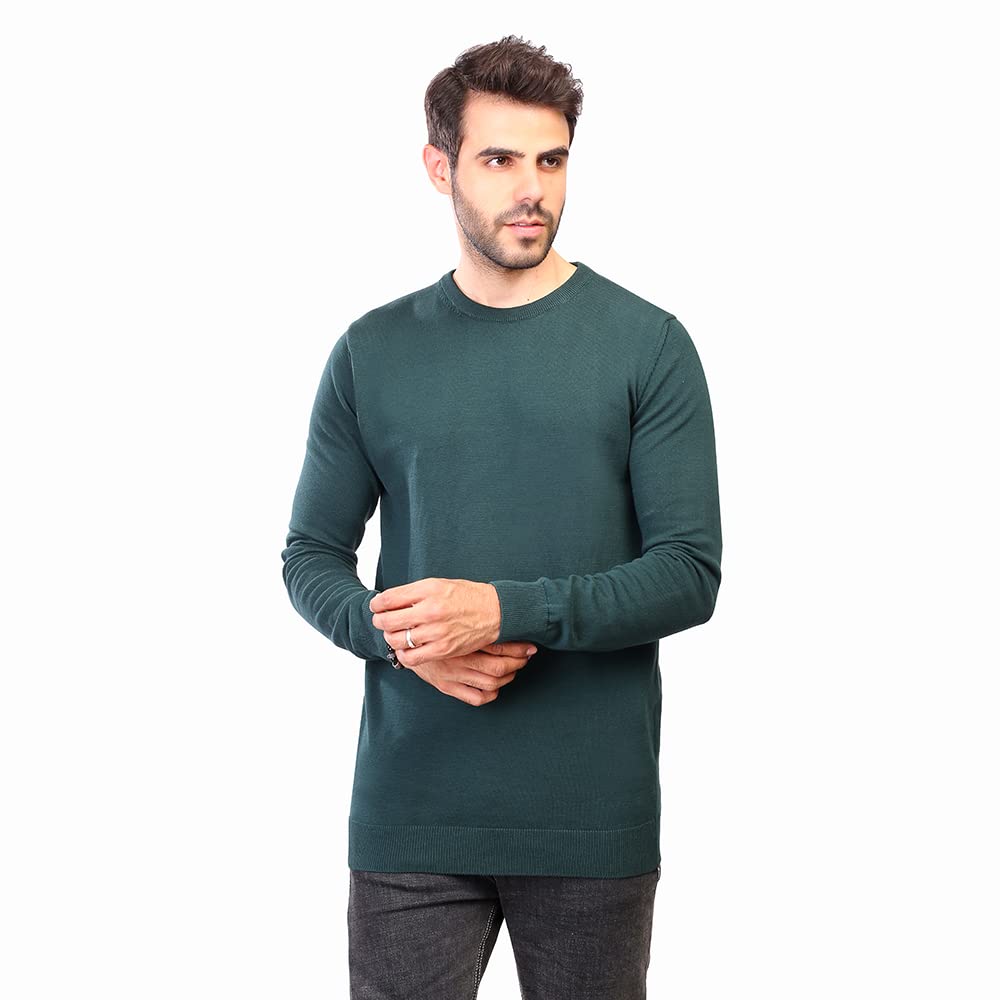 COUP Men's Solid Sweater with Crew Neck and Long Sleeves