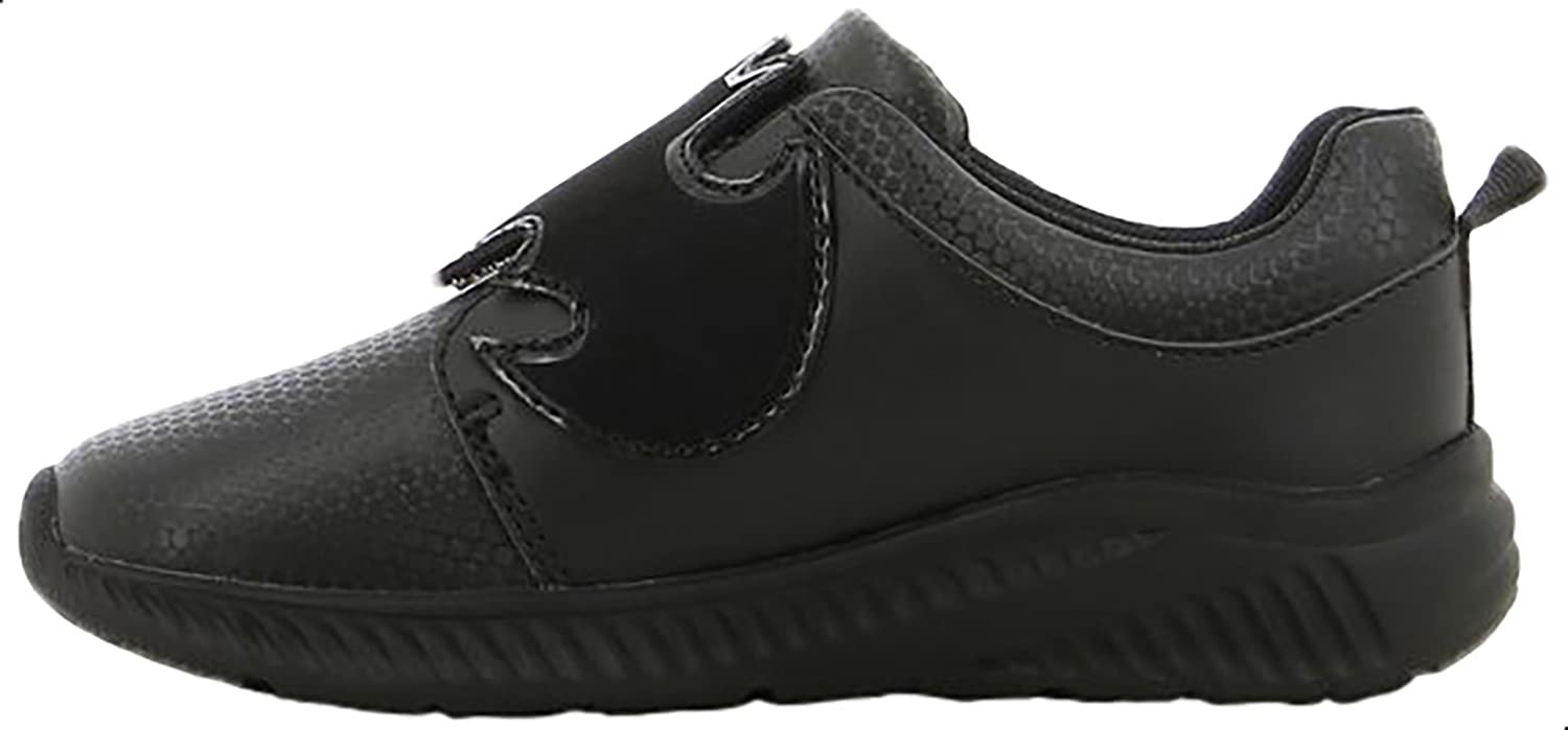 Leomil Boys' Leather School Shoes with Batman Stitched Detail and Velcro Closure