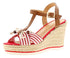 Sprox Striped Criss Cross Strap Buckle Wedges for Women