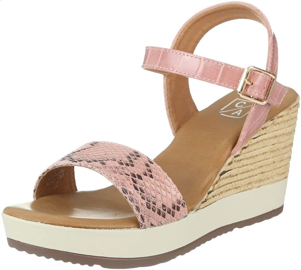 Club Aldo Women’s Snake Embossed Faux Leather Ankle Strap Wedge Sandals