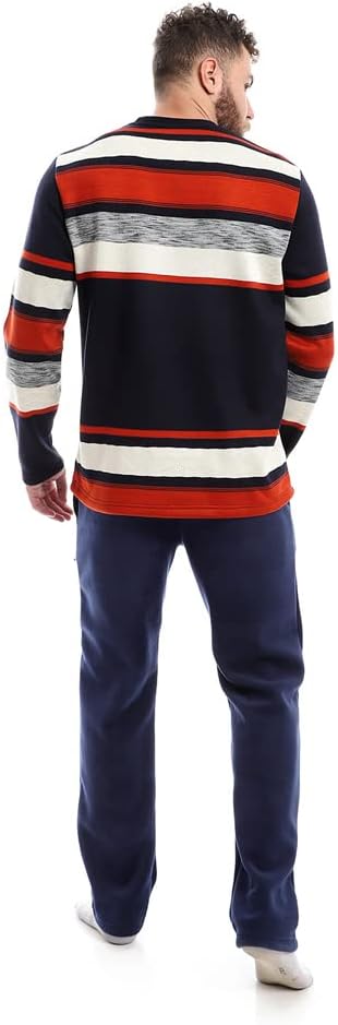 Kady Men's Training Set with Pants and Long Sleeves - Navy, Brick, Off-White, Size XL