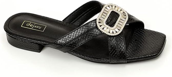 Dejavu Women's Decorative Crystals Low-Heel Slippers