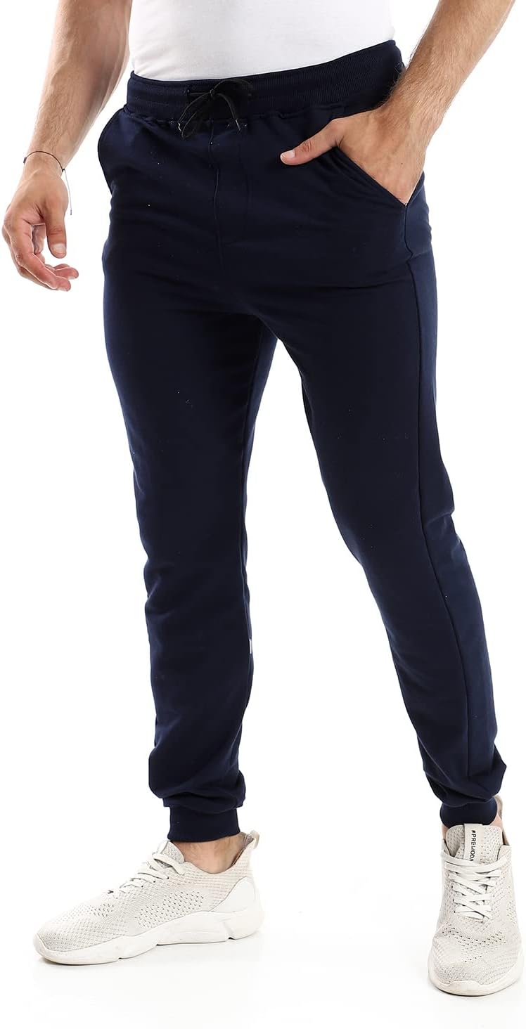 Andora Men's Solid Cotton Sweatpants with Hem