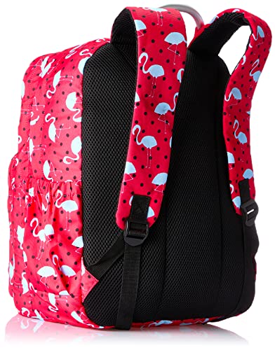 Cubs Polyester Swan Pattern Zip-Around Front-Pocket Unisex School Backpack with Adjustable Shoulder Strap - Red