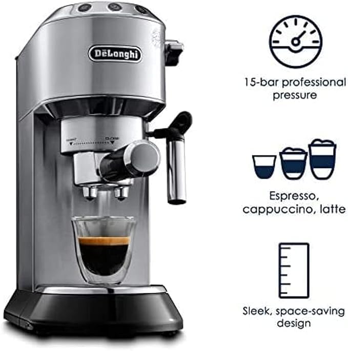 ماكينة إسبرسو من De'Longhi (اللون الفضي، موديل EC685.M).