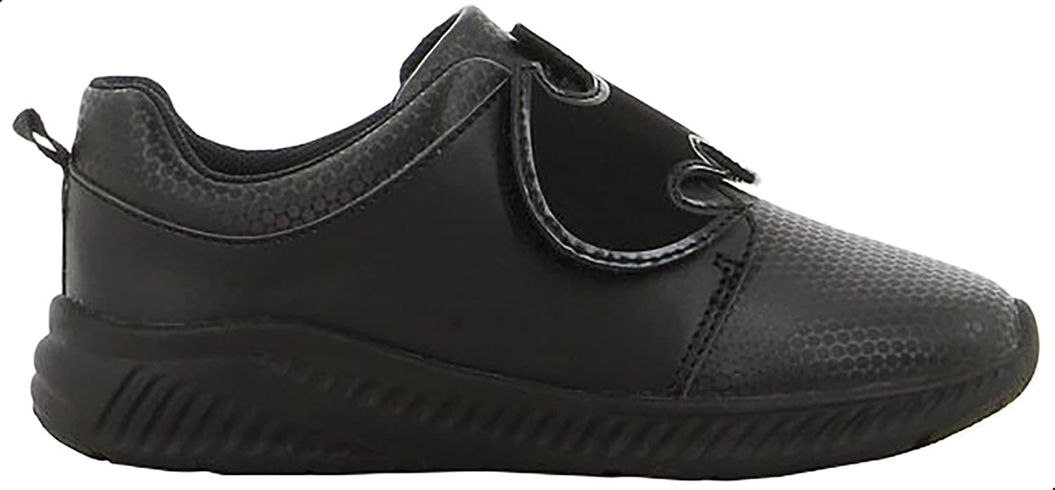 Leomil Boys' Leather School Shoes with Batman Stitched Detail and Velcro Closure