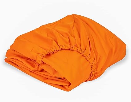 Home of Linen - Fitted Sheet, Size 180 x 200 cm, Orange