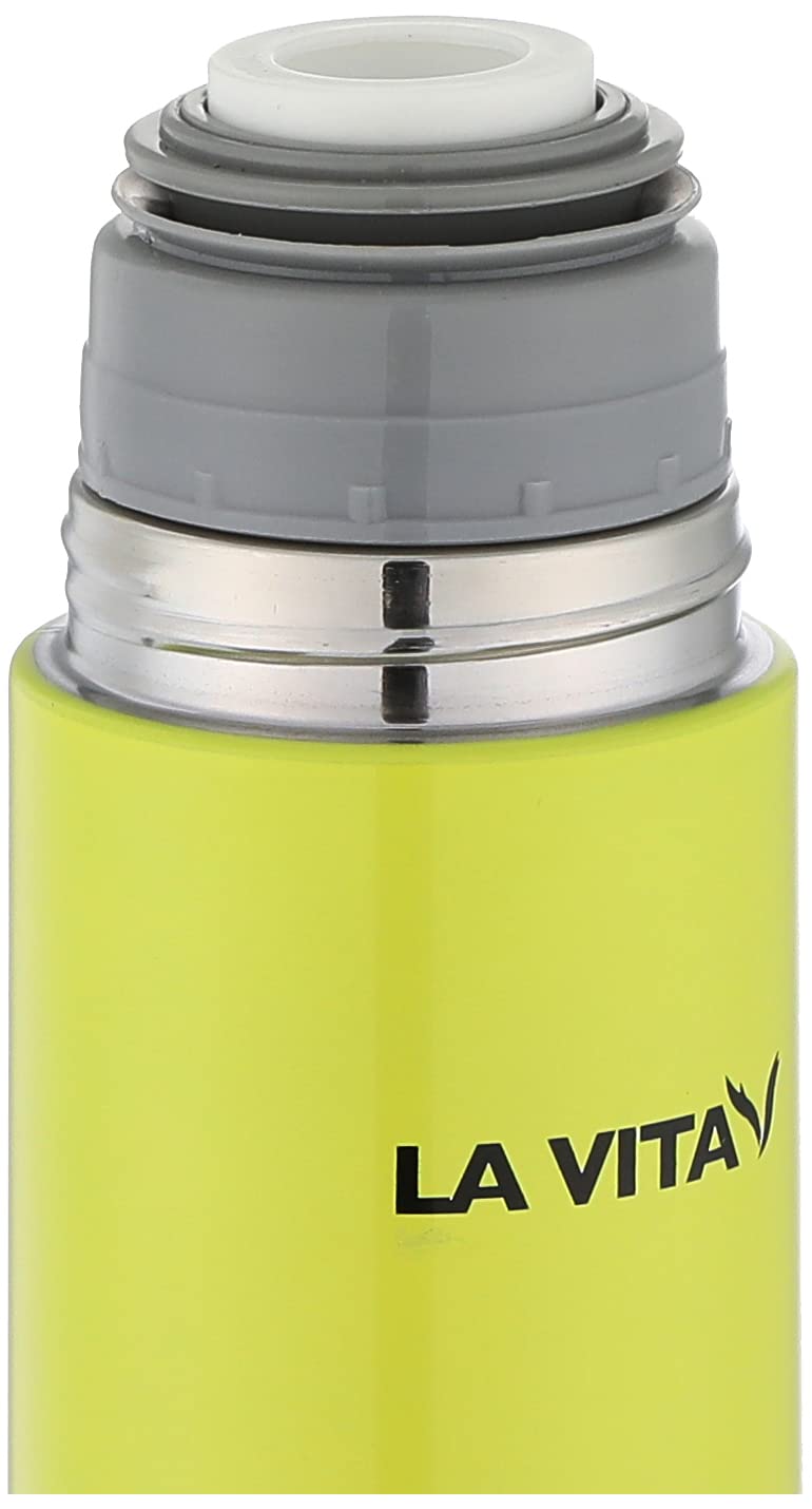 Lavita - Stainless Steel Thermos 0.50 Liter with Transparent Cup and Handle - Yellow