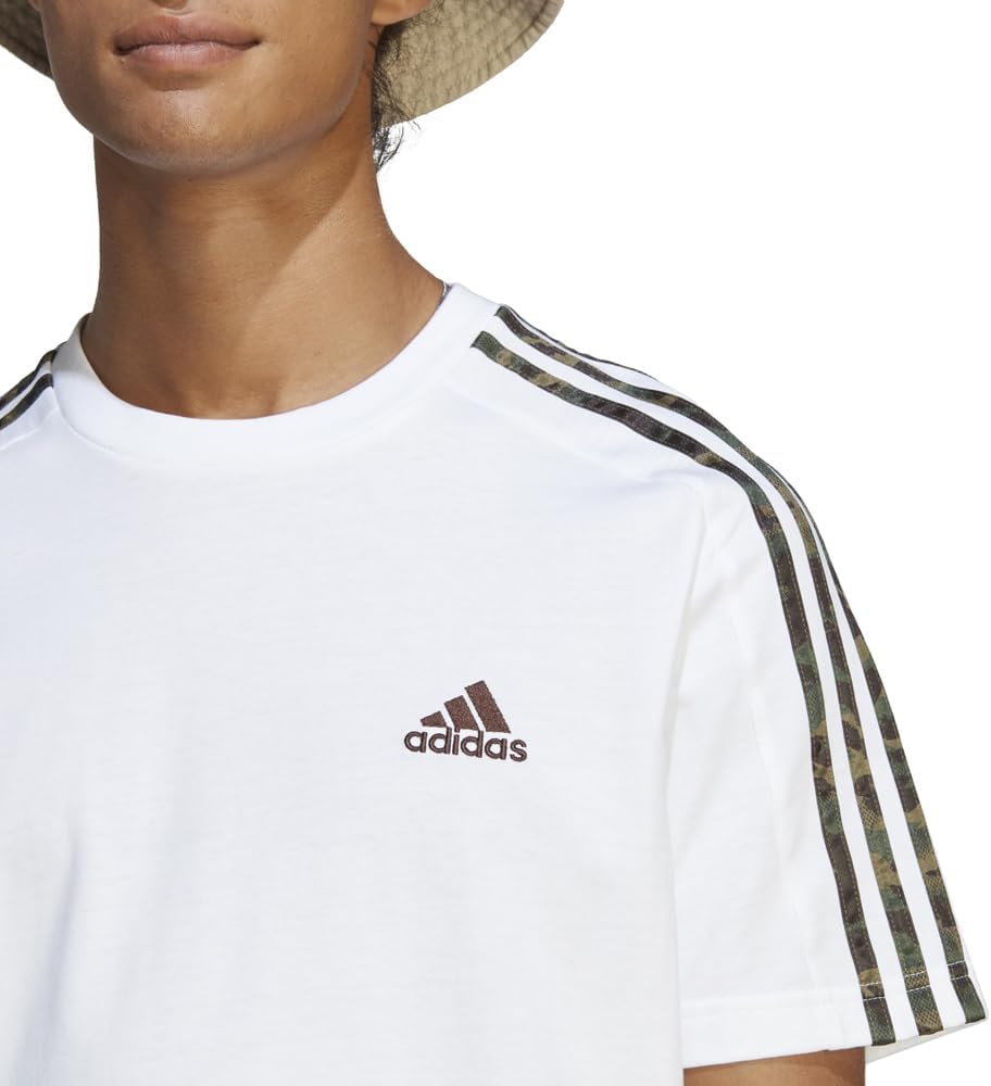 تي شيرت adidas للرجال Essentials Single Jersey 3-Stripes