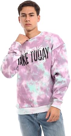 Ravin Men's Ribbed Neck & Cuffs Tie-Dye Printed Hoodie