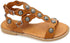 Dejavu Studded Oval-Toe Flat Sandal