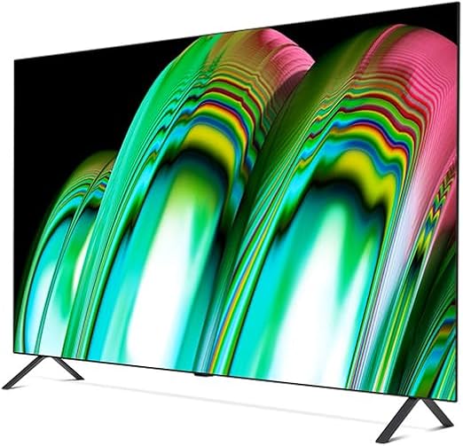 تلفزيون LG OLED بحجم 55 بوصة - سلسلة A2، تصميم شاشة سينمائية، 4K Cinema HDR، نظام WebOS الذكي AI ThinQ، تقنية تعتيم البكسل (الطراز: OLED55A26LA، HDMI)