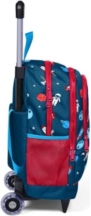 Coral High Kids Three Compartment Squeegee School Backpack - Indigo Red Space Pattern