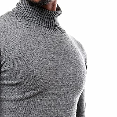 Andora Men's Knitted Ribbed High Neck Pullover Sweater