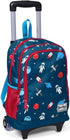 Coral High Kids Three Compartment Squeegee School Backpack - Indigo Red Space Pattern