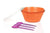 Mintra Round Plastic Food Storage Containers with Lids - 3 Pieces, Orange with 3 Plastic Spoons, Orange