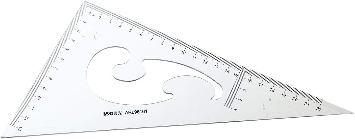 M&G ARL96161 Plastic Set of 2pcs 90-Degree Triangle Rulers - Clear