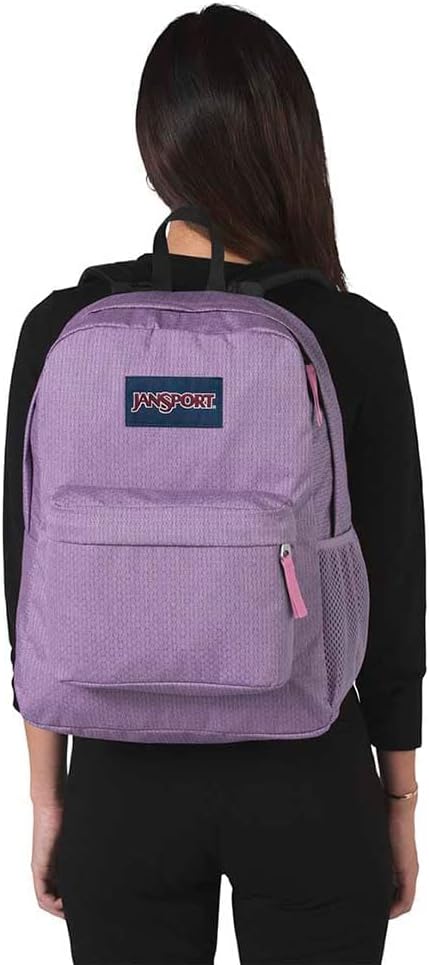 Jansport Prism Pink Zip Pockets Logo School Backpack for Girls with Adjustable Shoulder Straps - Lilac