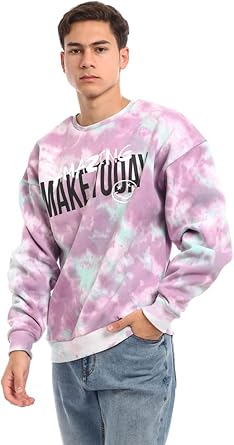 Ravin Men's Ribbed Neck & Cuffs Tie-Dye Printed Hoodie