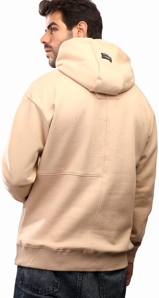 Coup Men's Woven Utility Hoodie with Long Sleeves - Beige