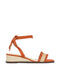 CHARLES & KEITH Fabric Ankle Wrap Contrast Fringe Raffia Detail Wedge Sandals for Women