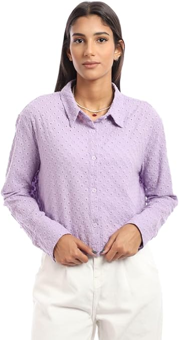 Ravin Women's Perforated Floral Long-Sleeve Shirt - Style S21W521