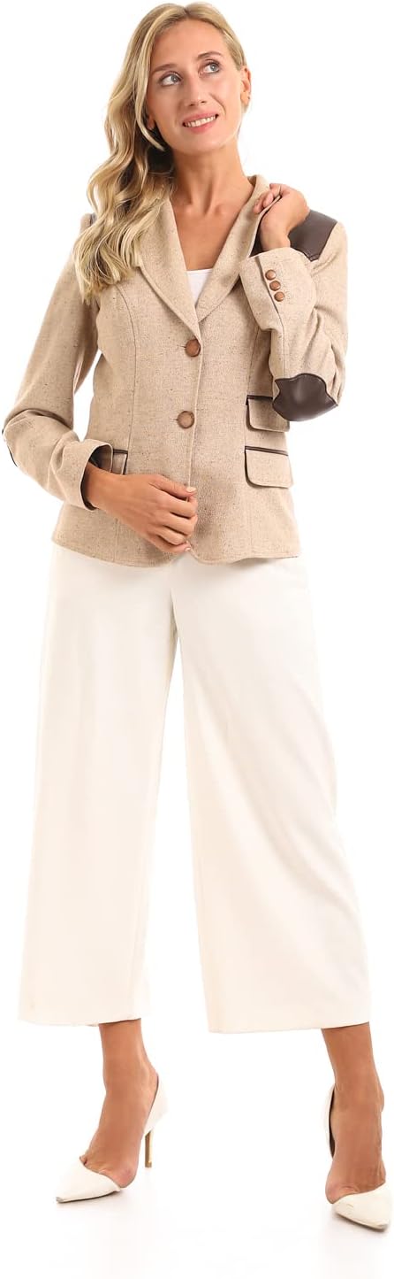 ESLA Decorative Pockets Jacket - Heather Charcoal and Light Beige