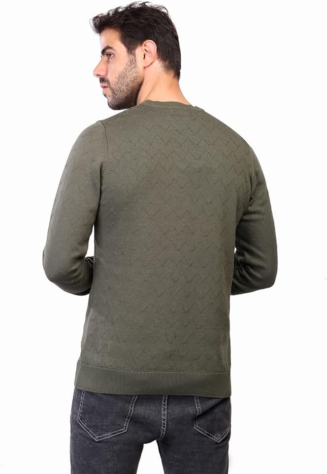 COUP Men's Solid Sweater with Crew Neck and Long Sleeves