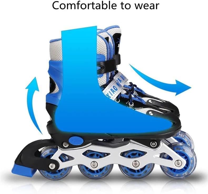 SportQ Go Comfortable Adjustable LED Front Wheel Roller Skates for Kids and Teens - Medium (US 35-38), Blue