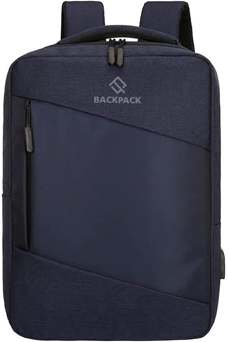 Classic Laptop Travel Bag - Professional Waterproof Large School Backpack with USB Charging Port for Men and Women (One Size, Navy)