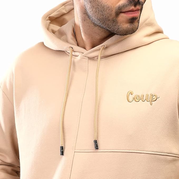 Coup Men's Woven Utility Hoodie with Long Sleeves - Beige