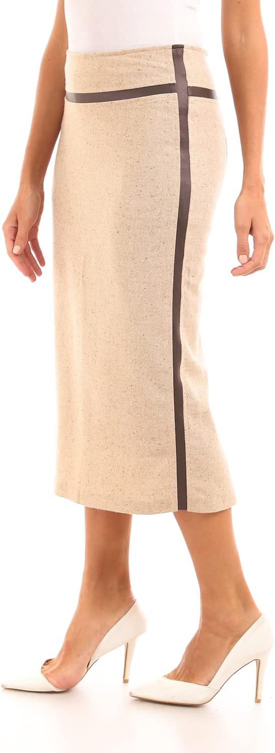 ESLA Zipped Back Midi Ruffle Skirt - Taupe, Light Beige