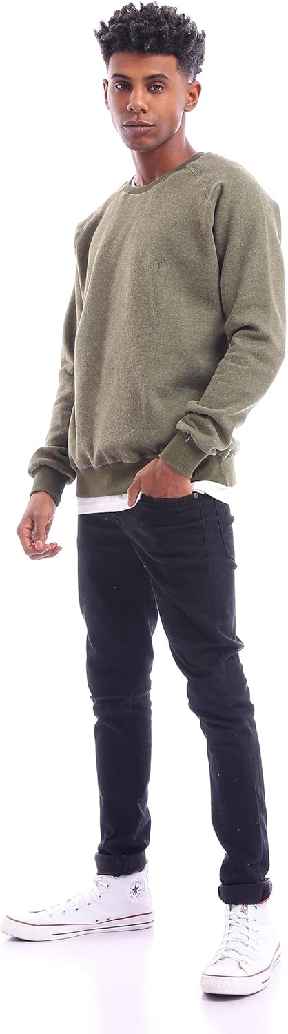 Ravin Men's 96034 Slip-On Heather Olive Long Sleeve Sweatshirt