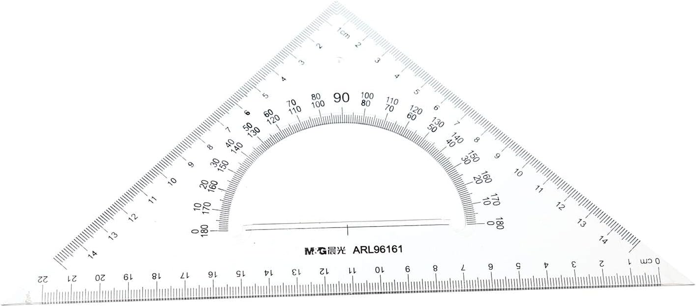 مجموعة M&G ARL96161 من 2 مسطرة مثلثية بزاوية 90 درجة - شفاف