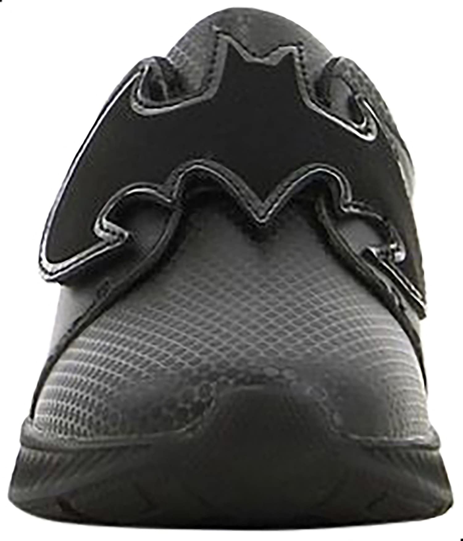 Leomil Boys' Leather School Shoes with Batman Stitched Detail and Velcro Closure