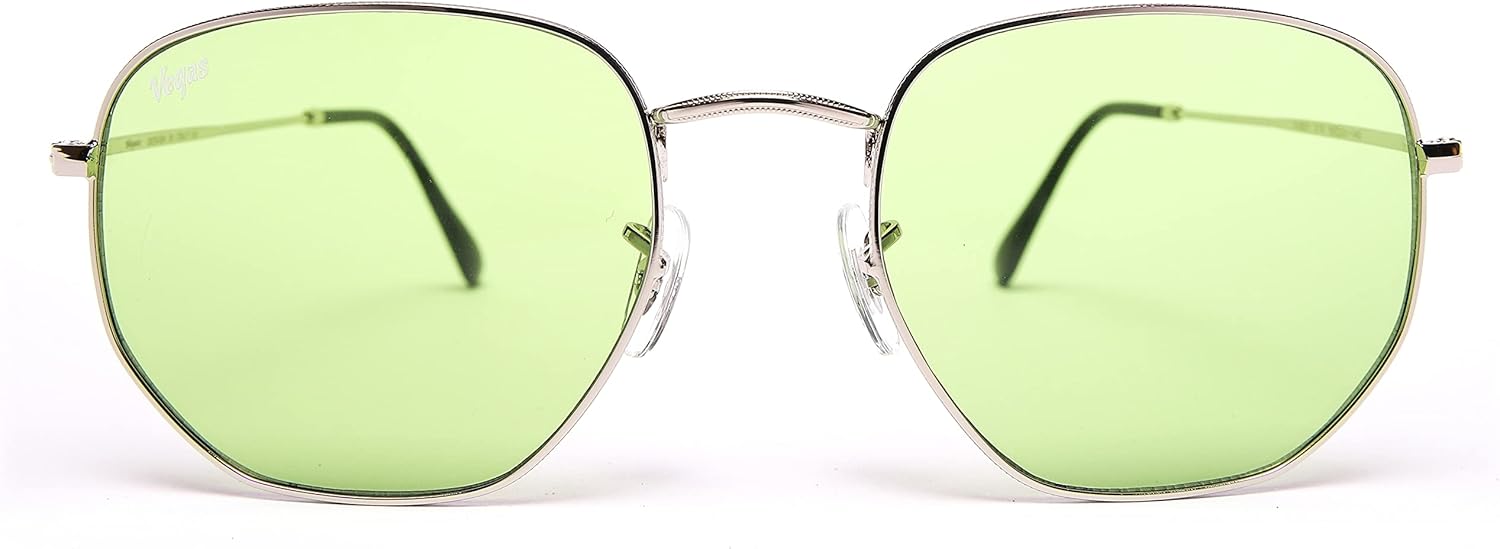 Vegas V2021 Square Sunglasses with a Sleek Modern Design and Metal Frame - Unisex, Pale Green