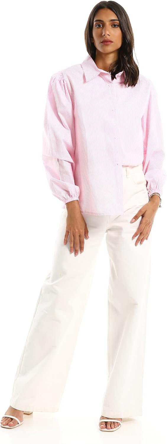 Ravin Women's Cropped Leather Button-Down Western Shirt - Pink, Size XL